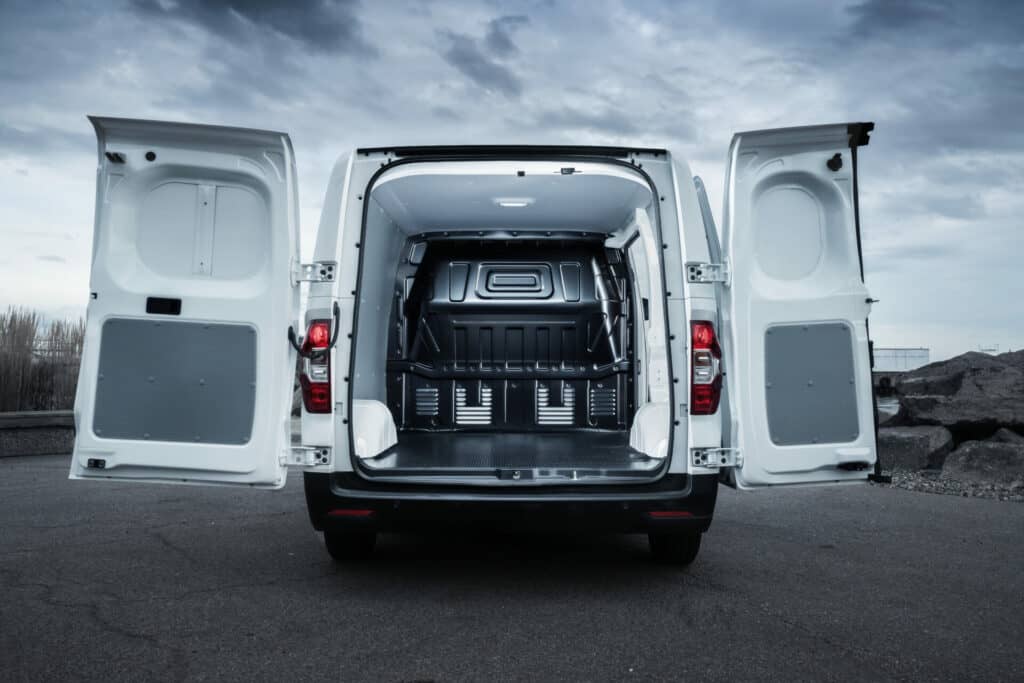 Maxus e-Deliver 3 with open rear doors